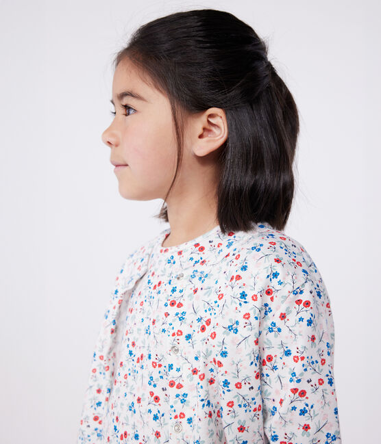 Cárdigan infantil de algodón con flores blanco MARSHMALLOW/blanco MULTICO