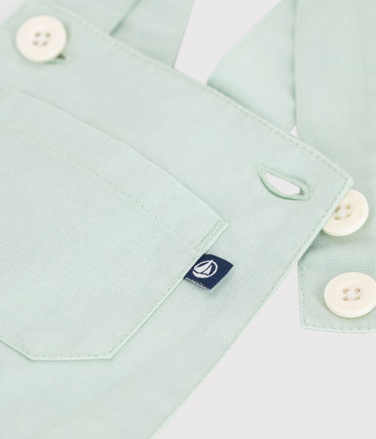 Peto corto y liso de algod&oacute;n/lino para beb&eacute; azul