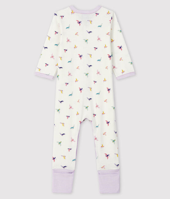 Pelele con pies desmontables de punto acanalado para bebé niña blanco MARSHMALLOW/blanco MULTICO