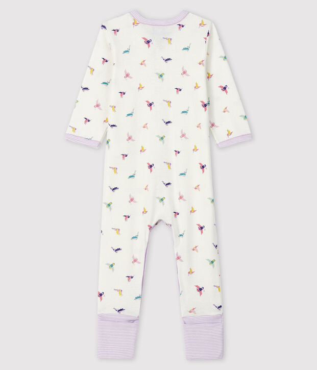 Pelele con pies desmontables de punto acanalado para beb&eacute; ni&ntilde;a blanco/multicolor