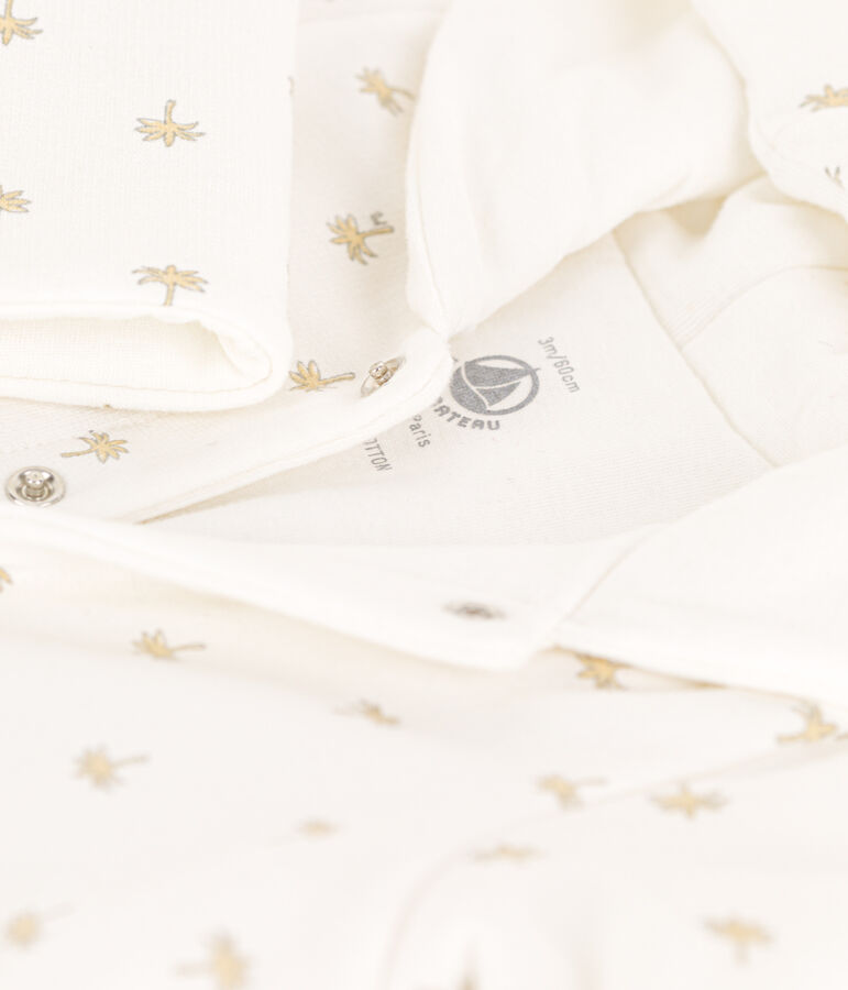 Mono largo acolchado con capucha de algod&oacute;n para beb&eacute; blanco/multicolor