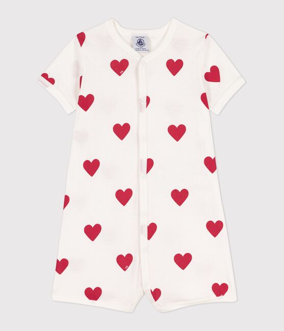 Mono corto de algodón con corazón para bebé blanco MARSHMALLOW/rojo TERKUIT