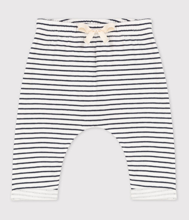 Pantal&oacute;n de rayas marineras de beb&eacute; de t&uacute;bico de algod&oacute;n blanco/azul