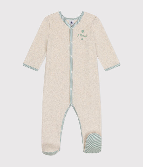 Pijama de terciopelo para bebé beige MONTELIMAR CHINE