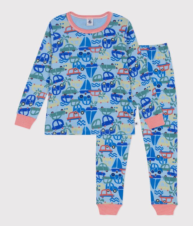 Pijama infantil de algod&oacute;n con estampado de coches azul/multicolor