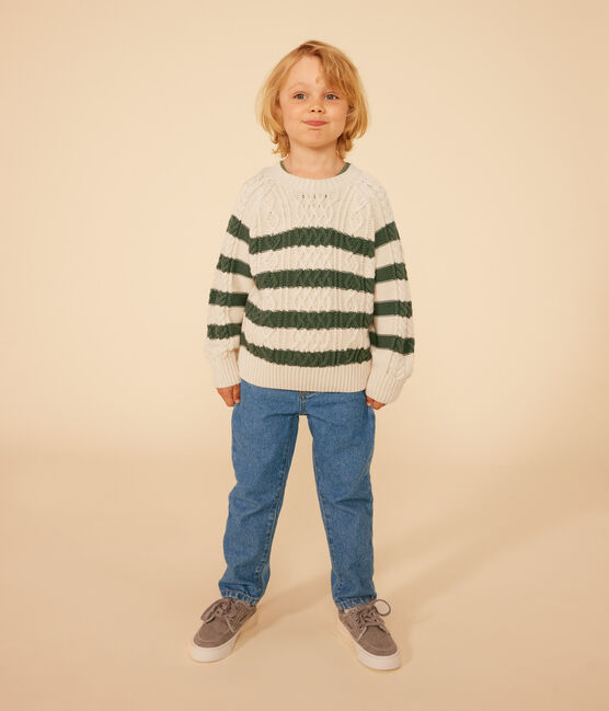 Jersey de punto irlandés de algodón a rayas para niño AVALANCHE/ CROCO