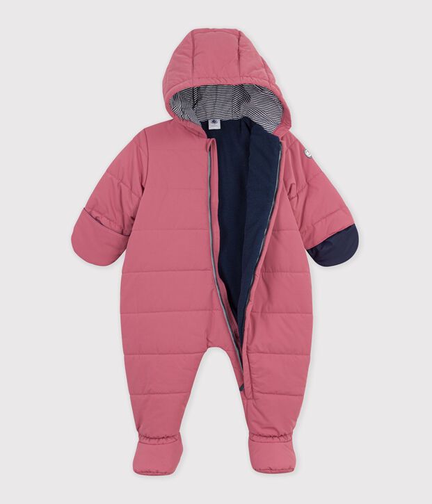 Buzo de poli&eacute;ster liso para beb&eacute; rosa