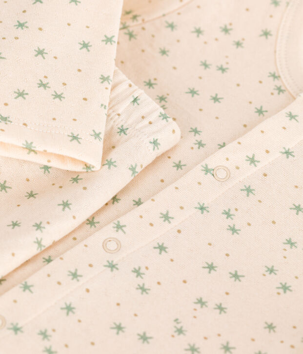 Conjunto de dos piezas de algod&oacute;n para beb&eacute; crudo/multicolor