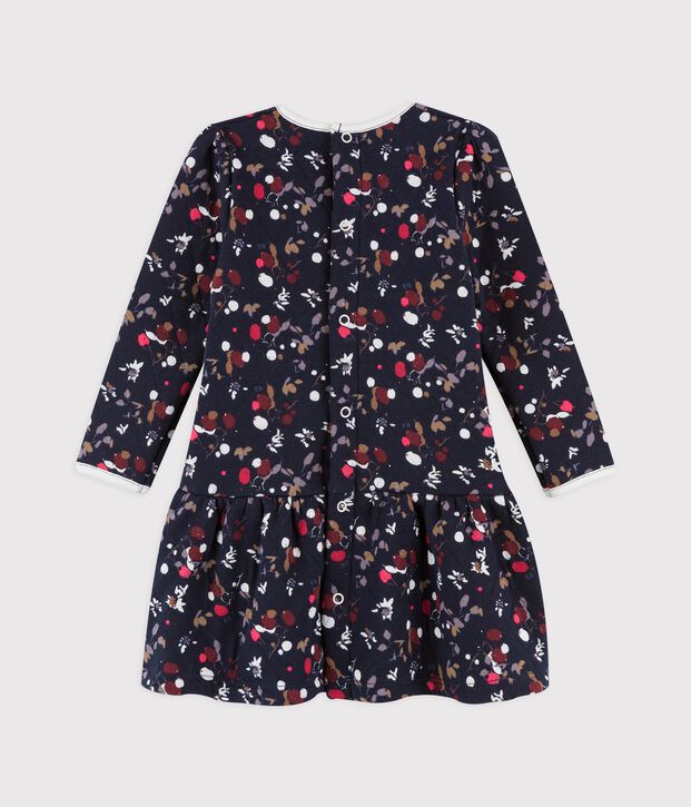 Vestido de manga larga de algod&oacute;n para beb&eacute;. azul/multicolor