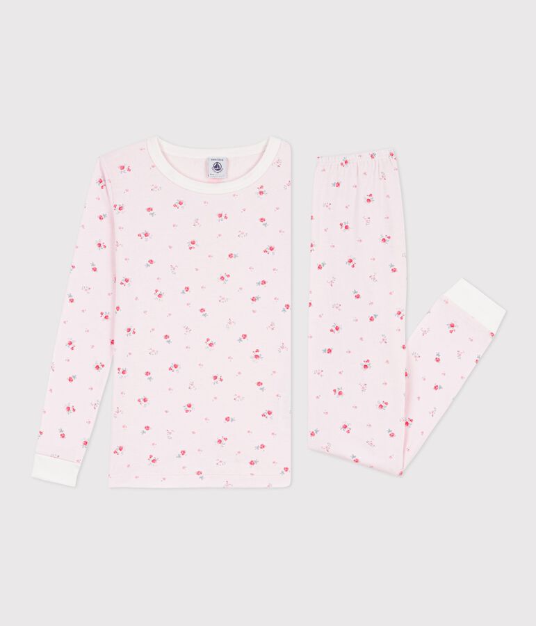 Pijama infantil muy ajustado de algod&oacute;n con estampado de flores rosa BARELY/ MULTICO