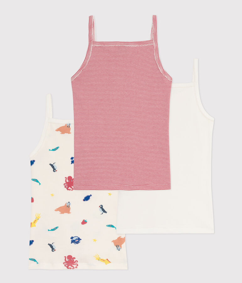 Juego de 3 camisetas de tirantes de algod&oacute;n para ni&ntilde;a multicolor