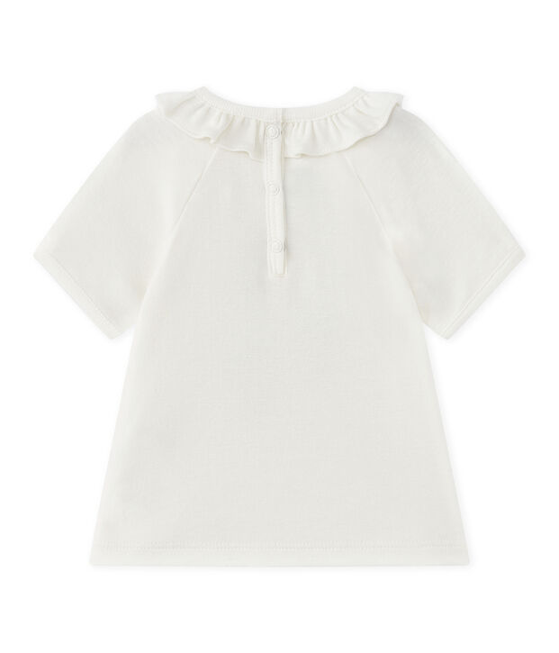 Camiseta beb&eacute; ni&ntilde;a de maga corta blanco/azul