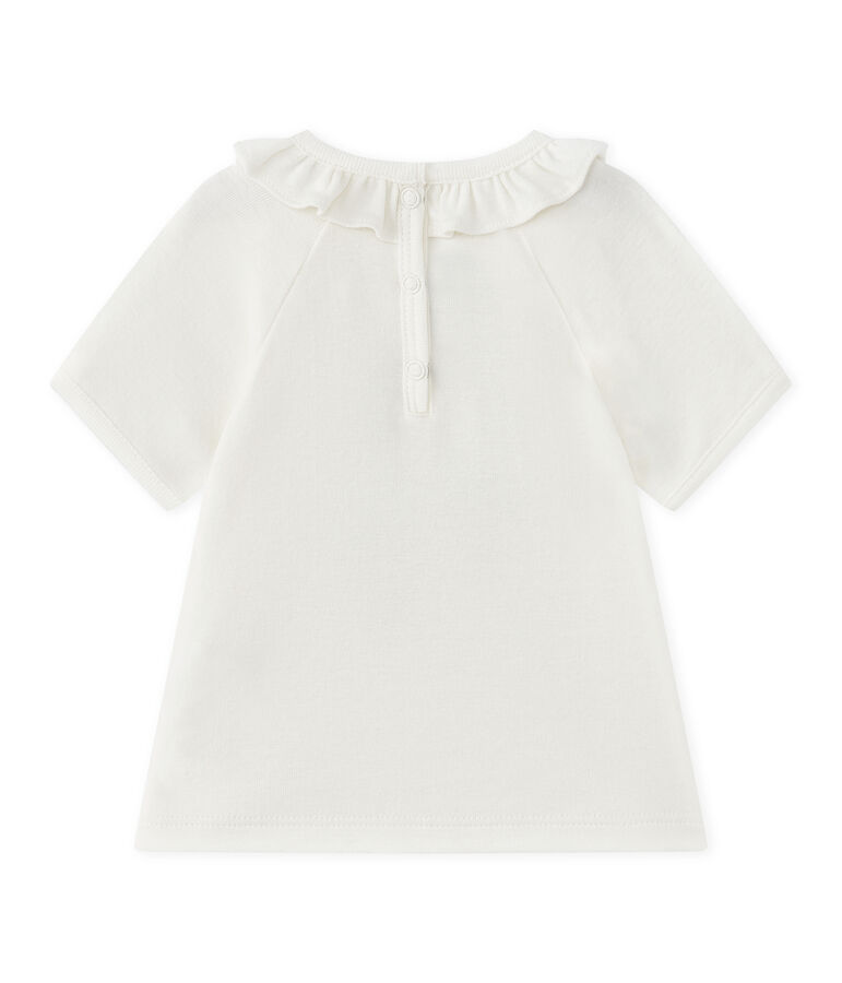 Camiseta beb&eacute; ni&ntilde;a de maga corta blanco/azul