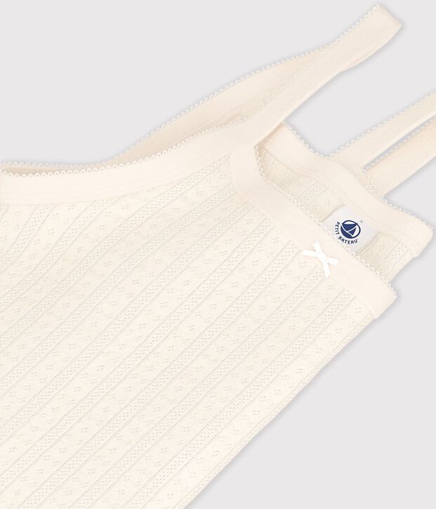 Camiseta de tirantes de algod&oacute;n calado para mujer MILK