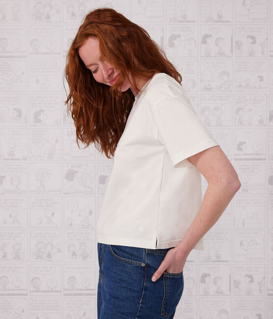 Camiseta LE BOXY de algodón para mujer blanco MARSHMALLOW
