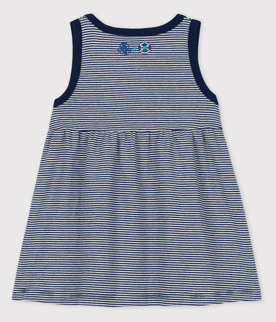 Vestido Bebé Petit Bateau x Water Family azul MEDIEVAL/blanco MARSHMALLOW