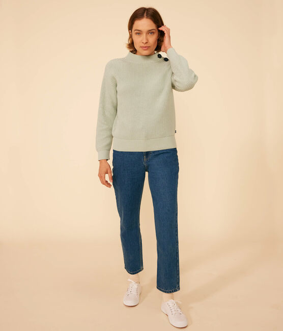 Jersey de punto inglés de algodón para mujer verde HERBIER