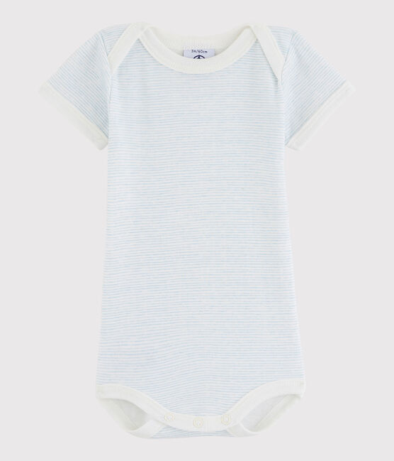 Bodi de manga corta de bebé niña/niño blanco LAIT/ OXYGENE