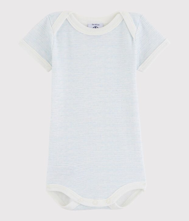 Bodi de manga corta de beb&eacute; ni&ntilde;a/ni&ntilde;o blanco/azul