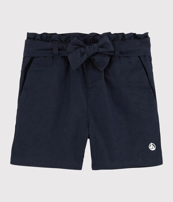 Pantalón corto de sarga de niña azul SMOKING