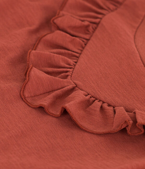 Camiseta de jersey flameado para niña marron FAMEUX