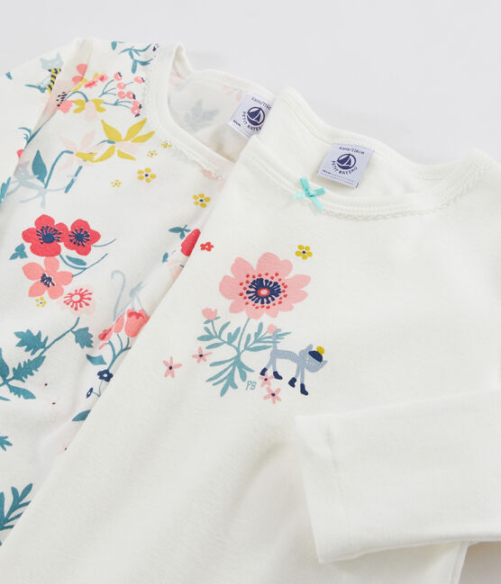 Juego de 2 camisetas de manga larga con estampado de flores de niña pequeña variante 1