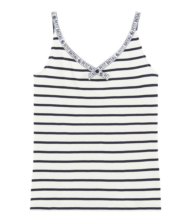 Camiseta de tirantes para mujer blanco/azul