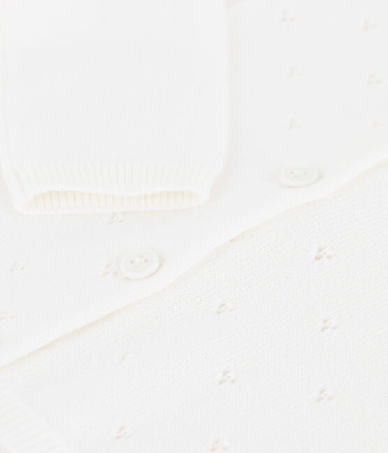 Cárdigan de punto elegante para bebé blanco MARSHMALLOW