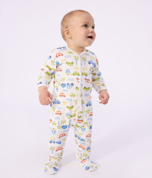 Pijama de algod&oacute;n con estampado de coches para beb&eacute; blanco/multicolor