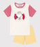 Pijama corto Petit Bateau X Snoopy de algodón para niño/niña blanco MARSHMALLOW/blanco MULTICO