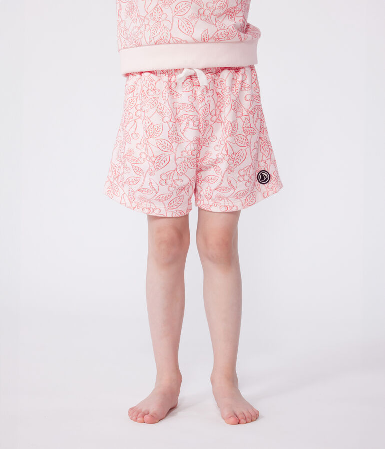 Shorts infantiles de algod&oacute;n con estampado rosa/rojo