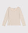 Camiseta Recta de manga larga de punto flameado con cuello de bailarina para mujer beige MONTELIMAR CHINE