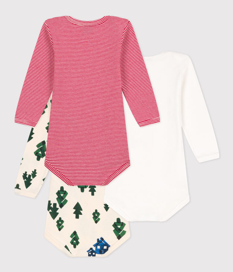Juego de 3 bodis de algod&oacute;n de manga larga con abetos para beb&eacute; variante 1