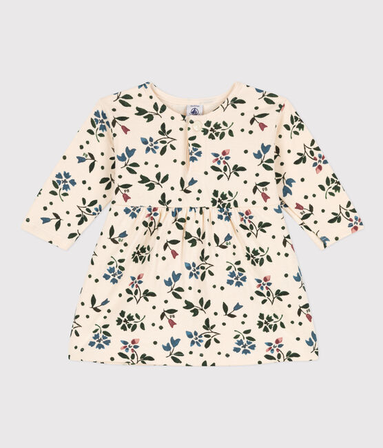 Vestido de manga larga con estampado de flores de túbico de bebé blanco AVALANCHE/ MULTICO