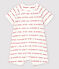 Mono corto Petit Bateau con "Je t'aime" de jacquard de algodón ecológico blanco MARSHMALLOW/rojo PEPS