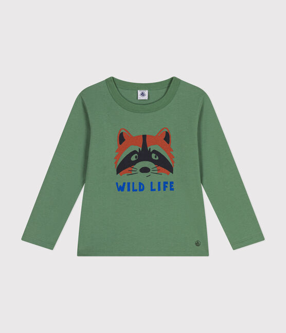 Camiseta de manga larga de punto fino para niño verde PALMERAIE