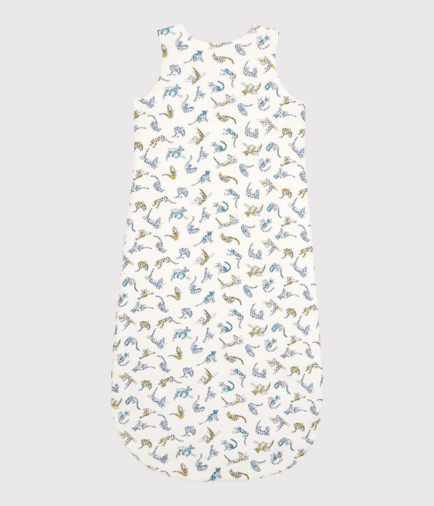 Saco de beb&eacute; con estampado de panteras de algod&oacute;n org&aacute;nico blanco/multicolor