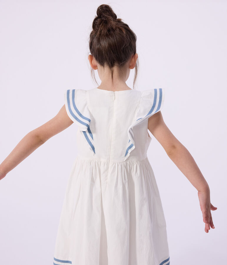 Vestido infantil de algod&oacute;n sin mangas blanco
