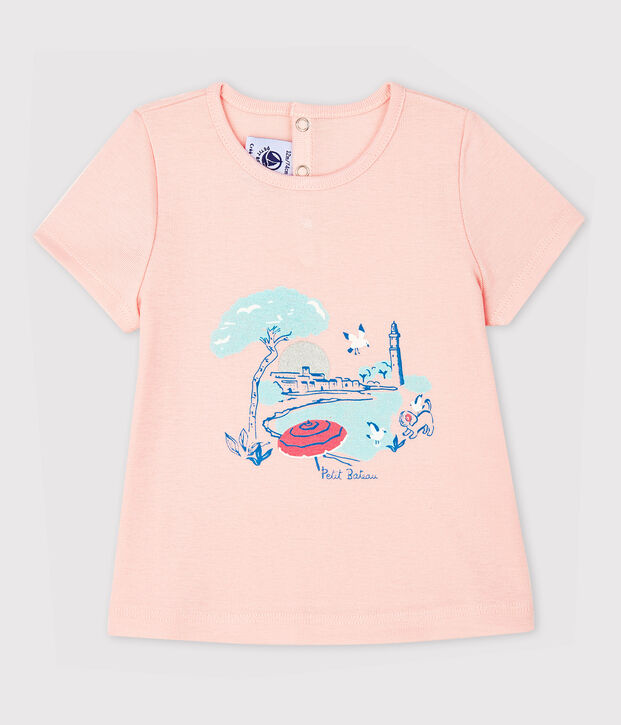 Blusa de manga corta con cuello de beb&eacute; ni&ntilde;a rosa