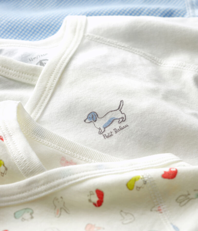 Lote de 3 bodys cruzados de manga corta de beb&eacute; de algod&oacute;n ecol&oacute;gico multicolor