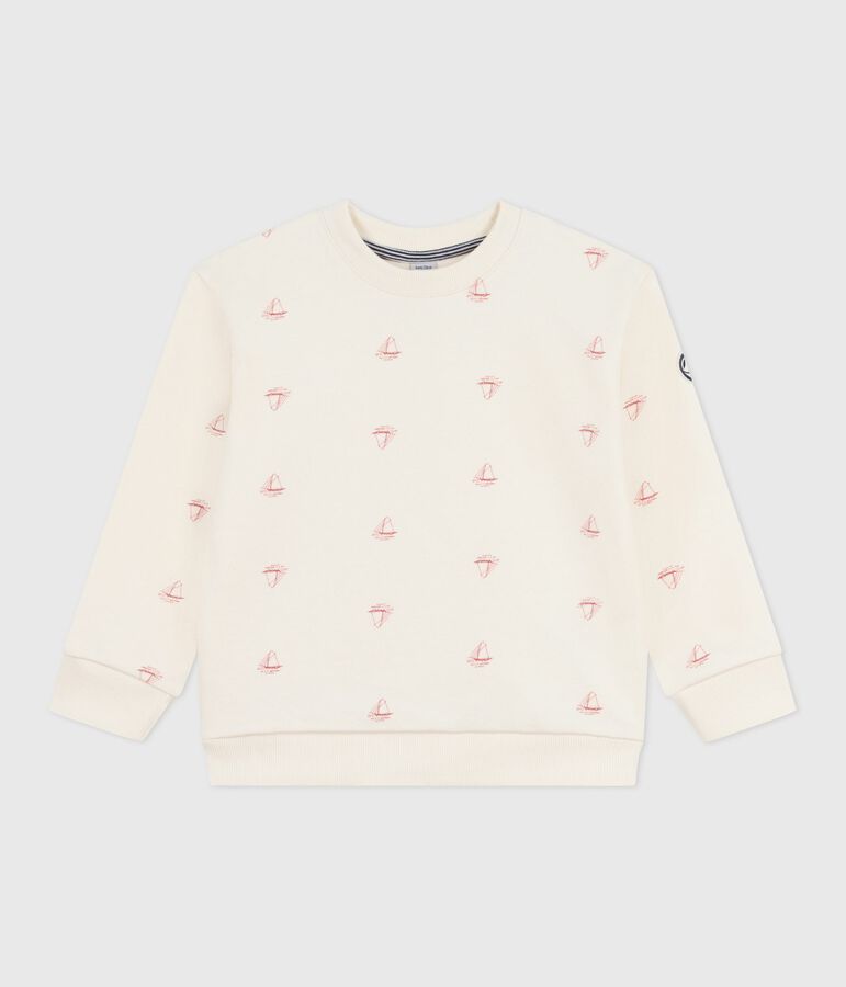 Sudadera infantil de algod&oacute;n con estampado crudo/rojo