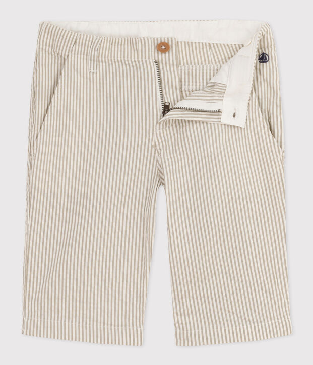 Bermudas milrayas para ni&ntilde;o verde/blanco