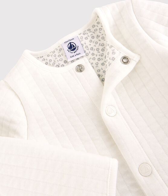 Cárdigan de tejido túbico acolchado de bebé. blanco MARSHMALLOW