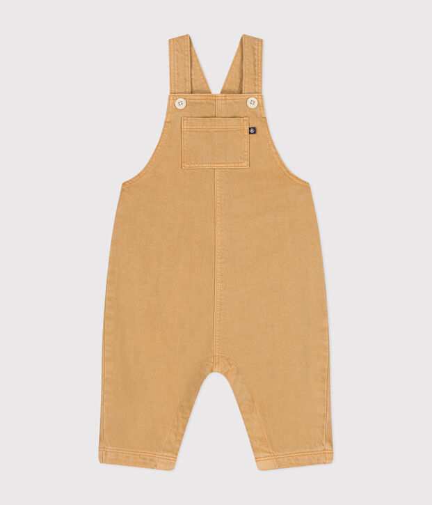 Peto largo de tejido denim de color para beb&eacute; beige
