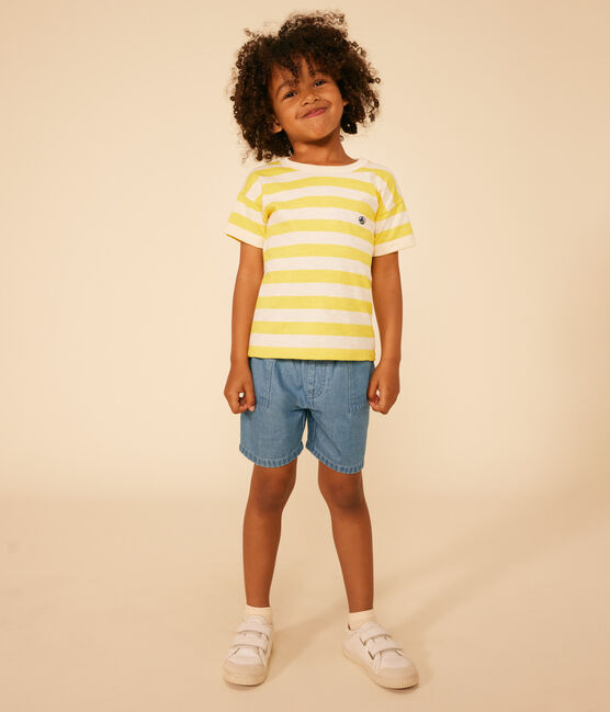 Camiseta a rayas de punto flameado para niño amarillo NECTAR/ AVALANCHE