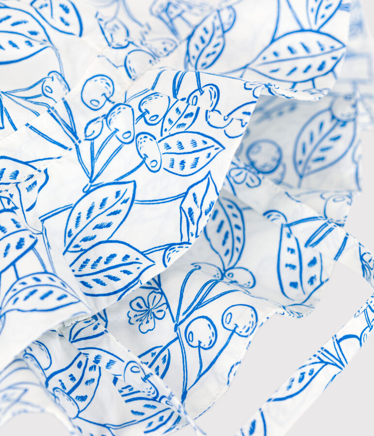 Capelina de popelina con estampado para beb&eacute; ni&ntilde;a blanco/azul