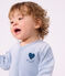 Pijama de terciopelo liso con estampado para beb&eacute; azul
