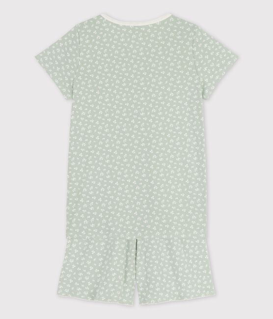 Pijama corto con flores de algodón de chica verde HERBIER/ MARSHMALLOW