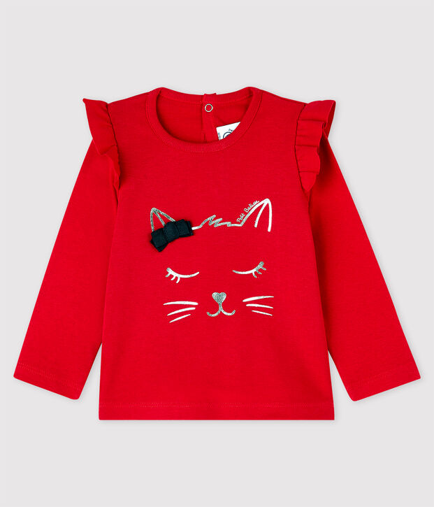 Blusa de manga larga para beb&eacute; ni&ntilde;a rojo
