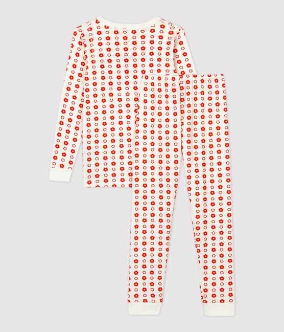 Pijama snugfit con estampado gráfico de niño/niña de algodón orgánico blanco MARSHMALLOW/ SPICY